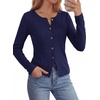 image:imagePRETTYGARDEN Button Up Cardigan Sweaters for Women  Slim Fitted KnitwearLong Sleeve Lightweight Knit CardigansBusiness Casual Outfits Work TopsLayering Piece for FallampWinterNavy Blue