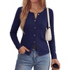 image:imagePRETTYGARDEN Button Up Cardigan Sweaters for Women  Slim Fitted KnitwearLong Sleeve Lightweight Knit CardigansBusiness Casual Outfits Work TopsLayering Piece for FallampWinterNavy Blue