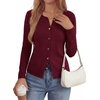 image:imagePRETTYGARDEN Button Up Cardigan Sweaters for Women  Slim Fitted KnitwearLong Sleeve Lightweight Knit CardigansBusiness Casual Outfits Work TopsLayering Piece for FallampWinterWine Red