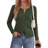 image:imagePRETTYGARDEN Button Up Cardigan Sweaters for Women  Slim Fitted KnitwearLong Sleeve Lightweight Knit CardigansBusiness Casual Outfits Work TopsLayering Piece for FallampWinterArmy Green