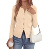 image:imagePRETTYGARDEN Button Up Cardigan Sweaters for Women  Slim Fitted KnitwearLong Sleeve Lightweight Knit CardigansBusiness Casual Outfits Work TopsLayering Piece for FallampWinterBeige