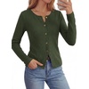 image:imagePRETTYGARDEN Button Up Cardigan Sweaters for Women  Slim Fitted KnitwearLong Sleeve Lightweight Knit CardigansBusiness Casual Outfits Work TopsLayering Piece for FallampWinterArmy Green