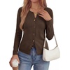 image:imagePRETTYGARDEN Button Up Cardigan Sweaters for Women  Slim Fitted KnitwearLong Sleeve Lightweight Knit CardigansBusiness Casual Outfits Work TopsLayering Piece for FallampWinterBrown