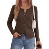 image:imagePRETTYGARDEN Button Up Cardigan Sweaters for Women  Slim Fitted KnitwearLong Sleeve Lightweight Knit CardigansBusiness Casual Outfits Work TopsLayering Piece for FallampWinterBrown