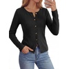 image:imagePRETTYGARDEN Button Up Cardigan Sweaters for Women  Slim Fitted KnitwearLong Sleeve Lightweight Knit CardigansBusiness Casual Outfits Work TopsLayering Piece for FallampWinterBlack