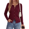 image:imagePRETTYGARDEN Button Up Cardigan Sweaters for Women  Slim Fitted KnitwearLong Sleeve Lightweight Knit CardigansBusiness Casual Outfits Work TopsLayering Piece for FallampWinterWine Red