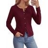 image:imagePRETTYGARDEN Button Up Cardigan Sweaters for Women  Slim Fitted KnitwearLong Sleeve Lightweight Knit CardigansBusiness Casual Outfits Work TopsLayering Piece for FallampWinterWine Red