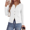 image:imagePRETTYGARDEN Button Up Cardigan Sweaters for Women  Slim Fitted KnitwearLong Sleeve Lightweight Knit CardigansBusiness Casual Outfits Work TopsLayering Piece for FallampWinterWhite