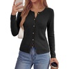 image:imagePRETTYGARDEN Button Up Cardigan Sweaters for Women  Slim Fitted KnitwearLong Sleeve Lightweight Knit CardigansBusiness Casual Outfits Work TopsLayering Piece for FallampWinterBlack