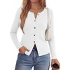 image:imagePRETTYGARDEN Button Up Cardigan Sweaters for Women  Slim Fitted KnitwearLong Sleeve Lightweight Knit CardigansBusiness Casual Outfits Work TopsLayering Piece for FallampWinterWhite