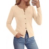 image:imagePRETTYGARDEN Button Up Cardigan Sweaters for Women  Slim Fitted KnitwearLong Sleeve Lightweight Knit CardigansBusiness Casual Outfits Work TopsLayering Piece for FallampWinterBeige