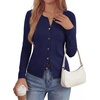 image:imagePRETTYGARDEN Button Up Cardigan Sweaters for Women  Slim Fitted KnitwearLong Sleeve Lightweight Knit CardigansBusiness Casual Outfits Work TopsLayering Piece for FallampWinterNavy Blue