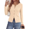 image:imagePRETTYGARDEN Button Up Cardigan Sweaters for Women  Slim Fitted KnitwearLong Sleeve Lightweight Knit CardigansBusiness Casual Outfits Work TopsLayering Piece for FallampWinterBeige