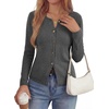 image:imagePRETTYGARDEN Button Up Cardigan Sweaters for Women  Slim Fitted KnitwearLong Sleeve Lightweight Knit CardigansBusiness Casual Outfits Work TopsLayering Piece for FallampWinterGrey