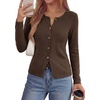 image:imagePRETTYGARDEN Button Up Cardigan Sweaters for Women  Slim Fitted KnitwearLong Sleeve Lightweight Knit CardigansBusiness Casual Outfits Work TopsLayering Piece for FallampWinterBrown