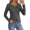 image:imagePRETTYGARDEN Button Up Cardigan Sweaters for Women  Slim Fitted KnitwearLong Sleeve Lightweight Knit CardigansBusiness Casual Outfits Work TopsLayering Piece for FallampWinterGrey