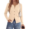image:imagePRETTYGARDEN Button Up Cardigan Sweaters for Women  Slim Fitted KnitwearLong Sleeve Lightweight Knit CardigansBusiness Casual Outfits Work TopsLayering Piece for FallampWinterBeige