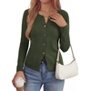 image:imagePRETTYGARDEN Button Up Cardigan Sweaters for Women  Slim Fitted KnitwearLong Sleeve Lightweight Knit CardigansBusiness Casual Outfits Work TopsLayering Piece for FallampWinterArmy Green