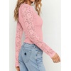 image:imagePRETTYGARDEN Sheer Lace Raglan Long Sleeve Shirts for Women  Soft Stretchy KnitSee Through Floral SleevesCrewneck Fitted TshirtsGoing Out TopsNight Out LayerFall Fashion ClothingPink