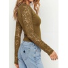 image:imagePRETTYGARDEN Sheer Lace Raglan Long Sleeve Shirts for Women  Soft Stretchy KnitSee Through Floral SleevesCrewneck Fitted TshirtsGoing Out TopsNight Out LayerFall Fashion ClothingLight Brown