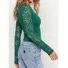 image:imagePRETTYGARDEN Sheer Lace Raglan Long Sleeve Shirts for Women  Soft Stretchy KnitSee Through Floral SleevesCrewneck Fitted TshirtsGoing Out TopsNight Out LayerFall Fashion ClothingGreen