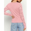 image:imagePRETTYGARDEN Sheer Lace Raglan Long Sleeve Shirts for Women  Soft Stretchy KnitSee Through Floral SleevesCrewneck Fitted TshirtsGoing Out TopsNight Out LayerFall Fashion ClothingPink