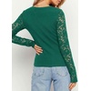 image:imagePRETTYGARDEN Sheer Lace Raglan Long Sleeve Shirts for Women  Soft Stretchy KnitSee Through Floral SleevesCrewneck Fitted TshirtsGoing Out TopsNight Out LayerFall Fashion ClothingGreen