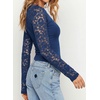 image:imagePRETTYGARDEN Sheer Lace Raglan Long Sleeve Shirts for Women  Soft Stretchy KnitSee Through Floral SleevesCrewneck Fitted TshirtsGoing Out TopsNight Out LayerFall Fashion ClothingNavy