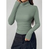 image:imagePRETTYGARDEN Turtleneck Tops for Women Long Sleeve Shirts  Slim Fitted Underscrub Ribbed Knit Thermal Undershirts 2026 Fall Casual Going Out Outfits Base Layer Winter ClothesSage Green