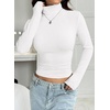 image:imagePRETTYGARDEN Turtleneck Tops for Women Long Sleeve Shirts  Slim Fitted Underscrub Ribbed Knit Thermal Undershirts 2026 Fall Casual Going Out Outfits Base Layer Winter ClothesWhite