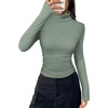 image:imagePRETTYGARDEN Turtleneck Tops for Women Long Sleeve Shirts  Slim Fitted Underscrub Ribbed Knit Thermal Undershirts 2026 Fall Casual Going Out Outfits Base Layer Winter ClothesSage Green