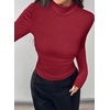 image:imagePRETTYGARDEN Turtleneck Tops for Women Long Sleeve Shirts  Slim Fitted Underscrub Ribbed Knit Thermal Undershirts 2026 Fall Casual Going Out Outfits Base Layer Winter ClothesRed