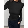image:imagePRETTYGARDEN Turtleneck Tops for Women Long Sleeve Shirts  Slim Fitted Underscrub Ribbed Knit Thermal Undershirts 2026 Fall Casual Going Out Outfits Base Layer Winter ClothesBlack