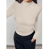 image:imagePRETTYGARDEN Turtleneck Tops for Women Long Sleeve Shirts  Slim Fitted Underscrub Ribbed Knit Thermal Undershirts 2026 Fall Casual Going Out Outfits Base Layer Winter ClothesBeige