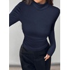 image:imagePRETTYGARDEN Turtleneck Tops for Women Long Sleeve Shirts  Slim Fitted Underscrub Ribbed Knit Thermal Undershirts 2026 Fall Casual Going Out Outfits Base Layer Winter ClothesNavy