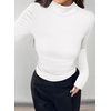 image:imagePRETTYGARDEN Turtleneck Tops for Women Long Sleeve Shirts  Slim Fitted Underscrub Ribbed Knit Thermal Undershirts 2026 Fall Casual Going Out Outfits Base Layer Winter ClothesWhite