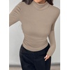 image:imagePRETTYGARDEN Turtleneck Tops for Women Long Sleeve Shirts  Slim Fitted Underscrub Ribbed Knit Thermal Undershirts 2026 Fall Casual Going Out Outfits Base Layer Winter ClothesKhaki