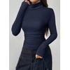 image:imagePRETTYGARDEN Turtleneck Tops for Women Long Sleeve Shirts  Slim Fitted Underscrub Ribbed Knit Thermal Undershirts 2026 Fall Casual Going Out Outfits Base Layer Winter ClothesNavy