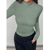 image:imagePRETTYGARDEN Turtleneck Tops for Women Long Sleeve Shirts  Slim Fitted Underscrub Ribbed Knit Thermal Undershirts 2026 Fall Casual Going Out Outfits Base Layer Winter ClothesSage Green