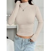 image:imagePRETTYGARDEN Turtleneck Tops for Women Long Sleeve Shirts  Slim Fitted Underscrub Ribbed Knit Thermal Undershirts 2026 Fall Casual Going Out Outfits Base Layer Winter ClothesBeige