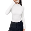 image:imagePRETTYGARDEN Turtleneck Tops for Women Long Sleeve Shirts  Slim Fitted Underscrub Ribbed Knit Thermal Undershirts 2026 Fall Casual Going Out Outfits Base Layer Winter ClothesWhite
