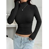 image:imagePRETTYGARDEN Turtleneck Tops for Women Long Sleeve Shirts  Slim Fitted Underscrub Ribbed Knit Thermal Undershirts 2026 Fall Casual Going Out Outfits Base Layer Winter ClothesBlack