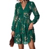 image:imagePRETTYGARDEN Women Floral Long Sleeve Mini Dress  Fall Wedding Guest Dresses V Neck Fit amp Flare Ruffle Hem ALine Short Chiffon Dress Elegant Holiday Party Date OutfitsGreen White Floral