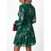 image:imagePRETTYGARDEN Women Floral Long Sleeve Mini Dress  Fall Wedding Guest Dresses V Neck Fit amp Flare Ruffle Hem ALine Short Chiffon Dress Elegant Holiday Party Date OutfitsGreen White Floral