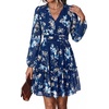 image:imagePRETTYGARDEN Women Floral Long Sleeve Mini Dress  Fall Wedding Guest Dresses V Neck Fit amp Flare Ruffle Hem ALine Short Chiffon Dress Elegant Holiday Party Date OutfitsBlue Floral