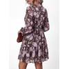 image:imagePRETTYGARDEN Women Floral Long Sleeve Mini Dress  Fall Wedding Guest Dresses V Neck Fit amp Flare Ruffle Hem ALine Short Chiffon Dress Elegant Holiday Party Date OutfitsBrown Purple Floral