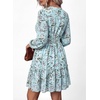 image:imagePRETTYGARDEN Women Floral Long Sleeve Mini Dress  Fall Wedding Guest Dresses V Neck Fit amp Flare Ruffle Hem ALine Short Chiffon Dress Elegant Holiday Party Date OutfitsLight Blue Pink Floral