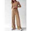 image:imagePRETTYGARDEN Womens 2 Piece Lounge Sets Matching Clothing  V Neck Long Sleeve Tops Wide Leg Pants Pockets Airport Travel Outfits Soft Ribbed Knit Drawstring Waist Fall Resort WearCamel