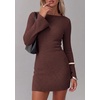 image:imagePRETTYGARDEN Womens Boat Neck Bell Long Sleeve Mini Dress  High Stretch Ribbed KnitVersatile Basic Slim Fit BodyconShort Night Out Party Cocktail DressesFall Winter Fashion ClothingBrown
