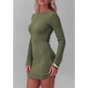 image:imagePRETTYGARDEN Womens Boat Neck Bell Long Sleeve Mini Dress  High Stretch Ribbed KnitVersatile Basic Slim Fit BodyconShort Night Out Party Cocktail DressesFall Winter Fashion ClothingArmy Green